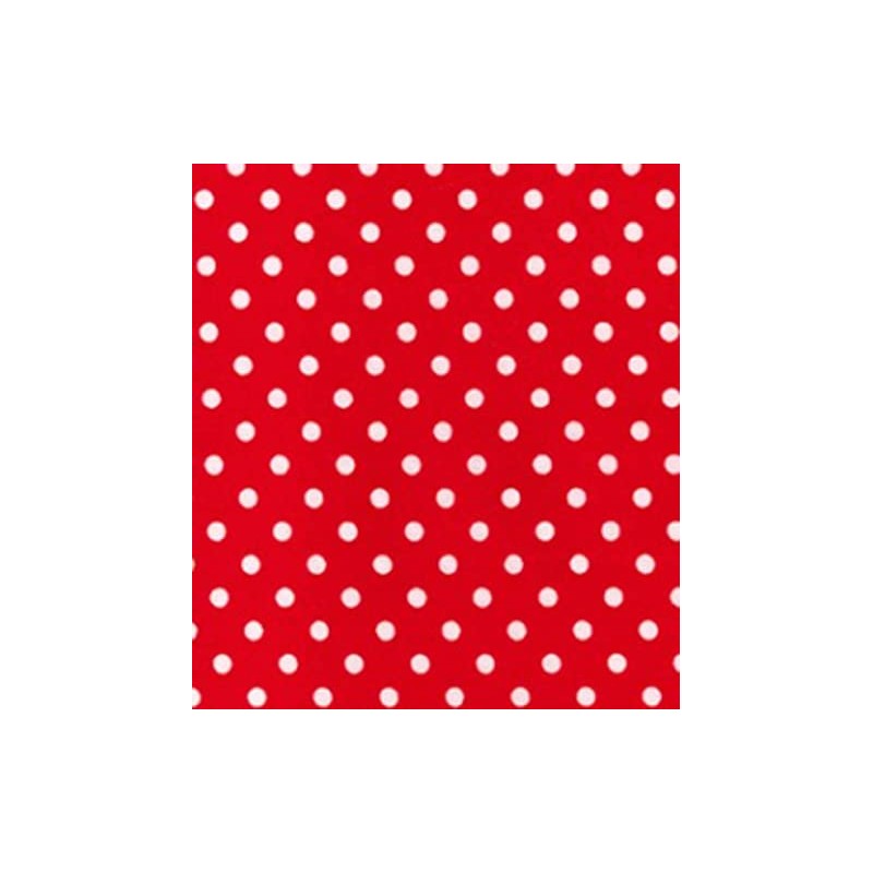 Printed Polycotton Craft Fabric Material - Polka DOTS ON RED,