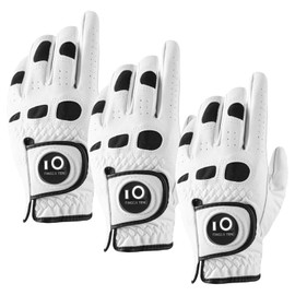 Mens Golf Gloves All Weather Left Hand Right Hand Golf Gloves with Ball Marker Soft Comfort 3 Pack WeatherSof 23 24 25 26 27 (26, Left)