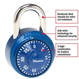 Master Lock 1530DCM Locker Lock Combination Padlock, 1 Count (Pack of 1) Colors May Vary