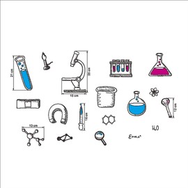BIBITIME Science Laboratory Wall Decals Vinyl Chemical Element Tool Stickers for School Classroom Nursery Bedroom Children Student Study Teens Kids Room Decor DIY Home Art Decorations
