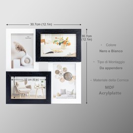 Tutee Photo Frame Collage Photo Frame for Multiple Photos Multiple Photo Frame Collage Picture Photo Frame 4 Pieces (Black/White)