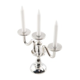 TAODAN 1:12 Dollhouse Miniature Candlesticks Doll Accessories Playing House Scene Model Silver 1/12 Scale Dollhouse Candle Holder