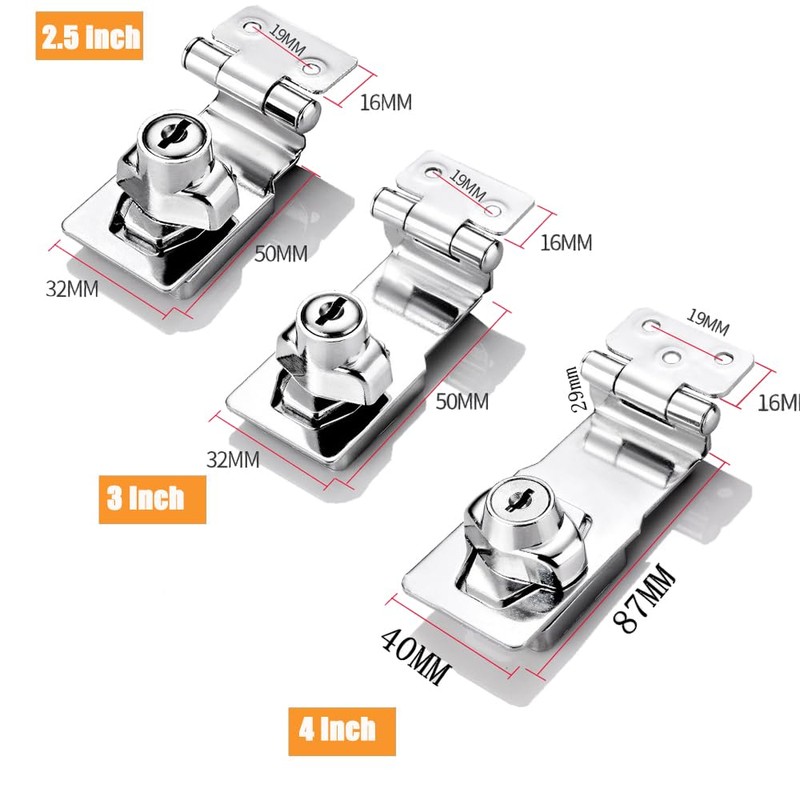 ZiYuya Padlock Hasp Right Angle 90 Degrees Safety Hasp Lock