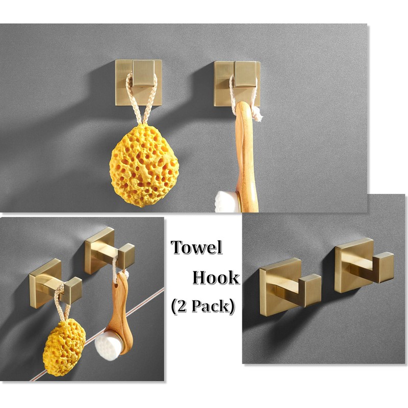 Brushed Gold Bathroom Hooks Towel Hook Wall Hooks, Wall Mounted