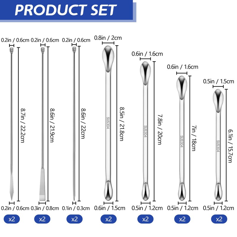 Artcome 23 Pcs 304 Stainless Steel Micro Spoop & Lab