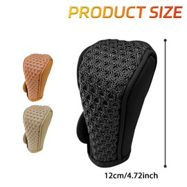 KUQUTIDY Car Gear Shift Cover, Leather Breathable Gear Shift Knob Cover, Anti-Slip Shifter Stick Protector, Stylish Auto Decoration, Universal Car Interior Accessories for SUV, Truck, RV (Black)