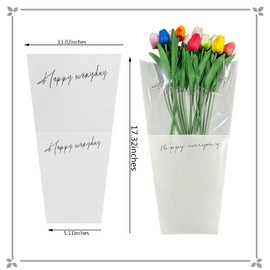 Flower Wrapping Bags for Bouquets, Flower Bouquet Sleeve Clear Flower Bags, 11×17 Inch Floral Wrapping Bags Large for Wedding Ceremony, Birthday Party, Graduation, Florist Supplies 20 Pcs (White)