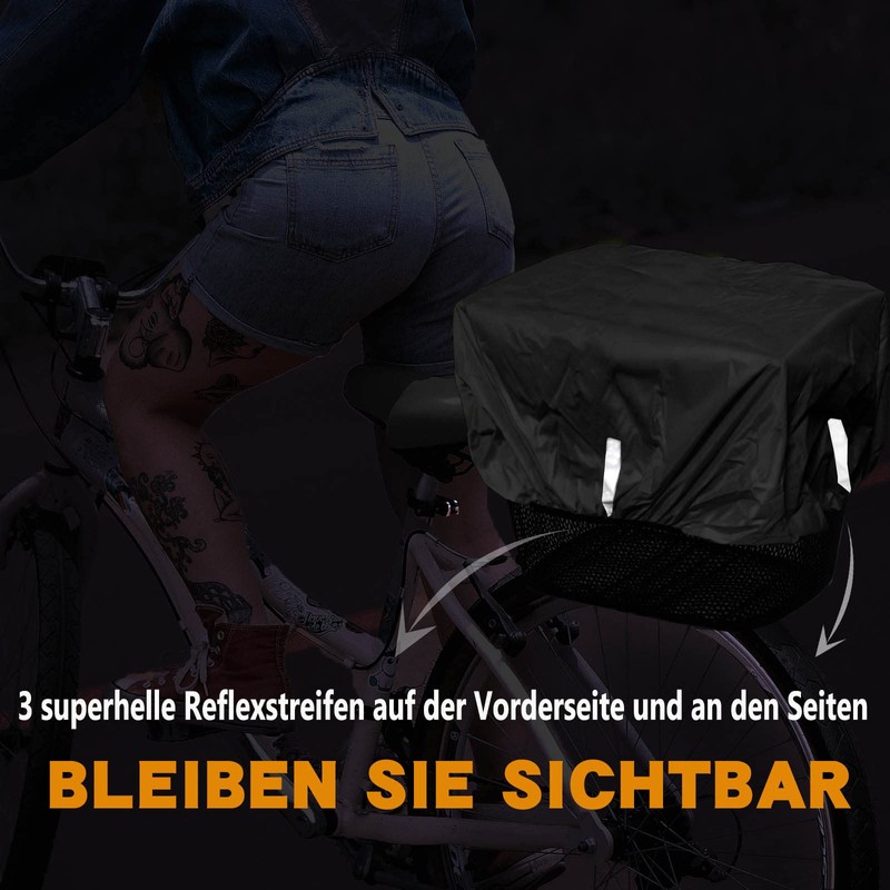 Frelaxy Bicycle Basket Cover Waterproof with Reflective Strips, Rain Cover