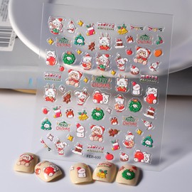 Christmas Nail Art Stickers 5D Embossed Snowman Nail Stickers Self-Adhesive Snowflake Santa Claus Christmas Wreath Nail Decals for Women Girls Winter Holiday Manicure DIY Nail Supplies
