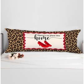 Leopard Decor,There no Place Like Home 20x54 Body Pillow Cover with Zipper,Leopard Lovers Gifts,Animal Print Decorative Long Hug Pillow Cases for Bed Couch