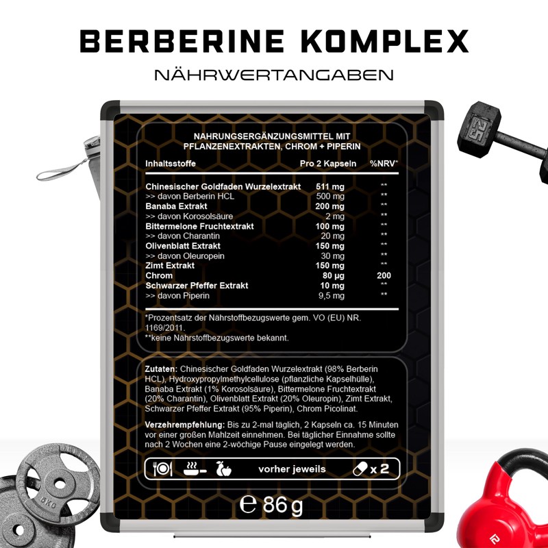 Berberine HCL Complex - High Dose with 1120 mg per