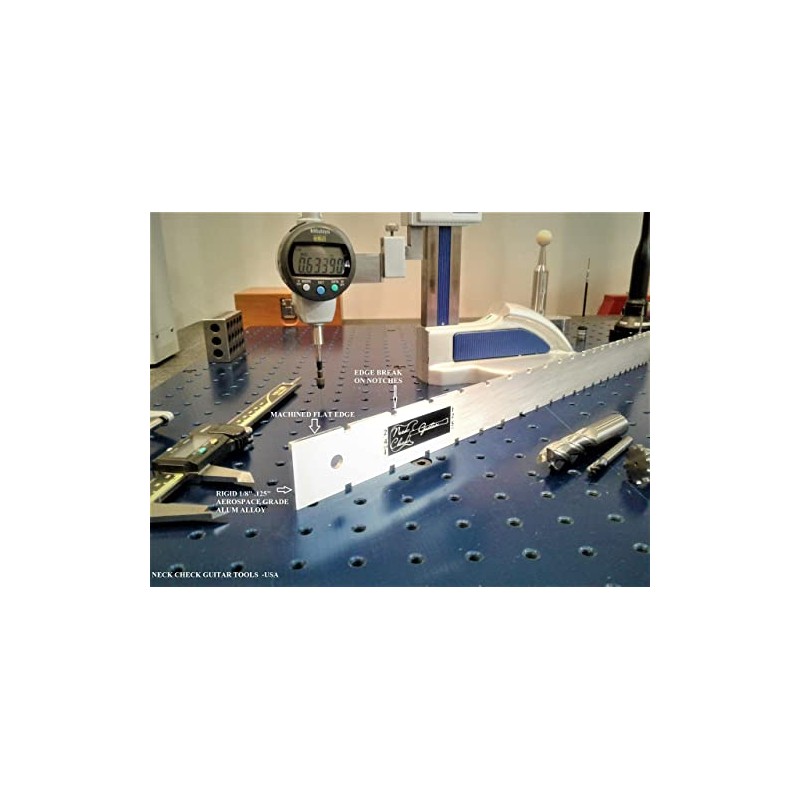 Made In USA-Bass Straight Edge (Notched) Luthiers Tool-Neck Check