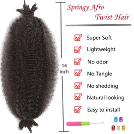 kossys 8 Paquetes De Extensiones De Cabello Afro Trenzado Elástico De 14", N° 4, Preseparadas, Rizadas, De Ganchillo Suave, Para Rastas Sintéticas Desgastadas, Con Trenzas Elásticas Para Mujeres