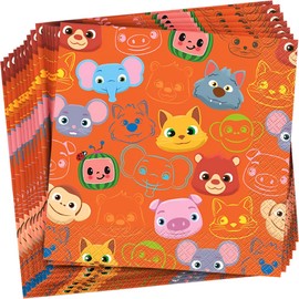 Unique Square Multicolor Cocomelon Luncheon Napkins - 6.5" x 6.5" (Pack of 16) - Ultra-Absorbent & Disposable Paper Napkins - Perfect Party Supplies for Birthday Party, Themed Events & Celebrations
