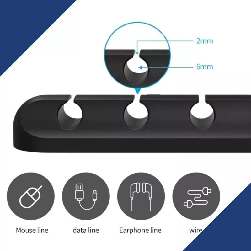 Veraly Organizador De Cables Adherible Silicón Oficina Hogar 1pz F