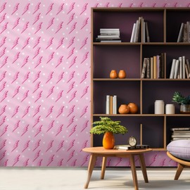 Kosiz Preppy Peel and Stick Wallpaper Hot Pink Removable Wallpaper Pink Preppy Vinyl Self Adhesive Lightning Wall Paper Aesthetic Photography Background for Dorm Room Nursery Decorations 17.7 x 118''