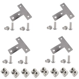 3030 Series/T Shape Heavy Duty Aluminum Profile Connector Bracket Set,4Pcs T Shape Connector and 16pcs 3030 T-Slot Nuts,16pcs M6x16mm Hex Socket Cap Screw,for 3030 Series Aluminum Profile.