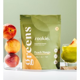 Rookie Wellness Greens + Superfoods - Greens Superfoods Powder Drink Made with Whole Food Sourced Ingredients Contains Vitamins, Probiotics, Antioxidants, and Baobab Fiber (30 Servings, Peach Mango)