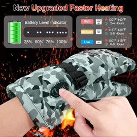 Rechargeable Heated Gloves for Men Women,7.4V Fast Heating Glove Liners, Hand Warmers Arthritis Heater Cold Winter Gloves, Snowmobile Camping Cycling Skiing Hiking Working Camo M