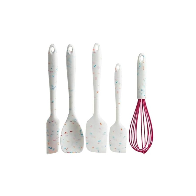 Trudeau White Confetti 5pc Silicone Spatula, Spoonula & Whisk Set
