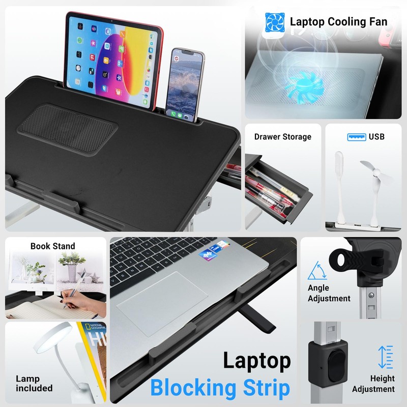 iXTRA Lap Desk,Laptop Lap Desk Include Cooling Fan,Adjustable Lap Desk