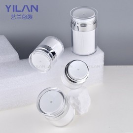 Electroplated Gold & Silver Vacuum Press Pump Cream Jar (15g, 30g, 50ml) - In Stock Arc Electroplated Silver - Head Out + 50g 30ea