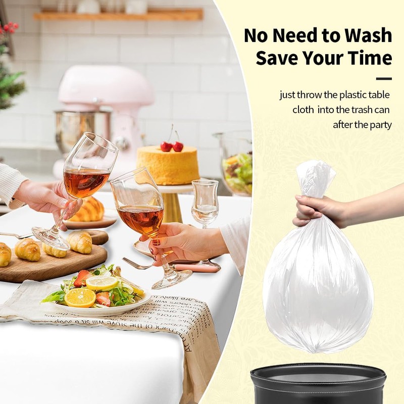 White Tablecloth Christmas Tablecloth White Plastic Tablecloth 2 Pcs Rectangle