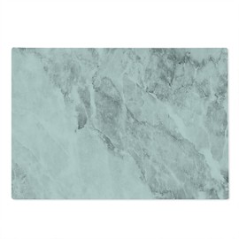 Lunarable Marble Cutting Board, Retro Marble Pattern with Blurry Color Contrasts Formless and Abstract Wavy Display, Decorative Tempered Glass Cutting and Serving Board, Large Size, Grey White