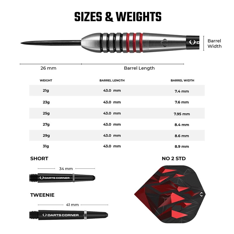 Darts Corner Astrofire Darts | Ringed Steel Tip Dart Set