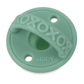 Nuby Nuby Sili Soother Baby Pacifiers with Soft Handle and Safety Air Holes - (2-Pack) - 0+ Months - Yellow Stars and Aqua