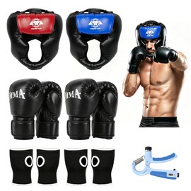 11 PCS Boxing Gear Set with Headgear Complete Boxing Training Equipment Kit