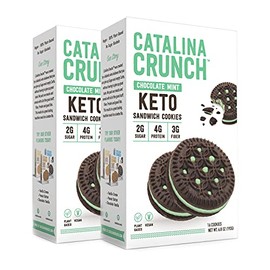 Catalina Crunch Chocolate Mint Keto Sandwich Cookies 2 Pack 6.8 oz Box | Keto Snacks | Low Carb, Low Sugar | Vegan Cookies, Plant Based Protein Cookies | Keto Friendly, Keto Dessert