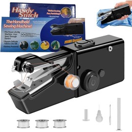 Handheld Sewing Machine, Portable Sewing Machines, Easy Operate Mini Sewing Machine for Beginners, Electric Sewing Machines for Various Fabrics, Tool Kit for Clothing Repair and Sewing Crafts (black)