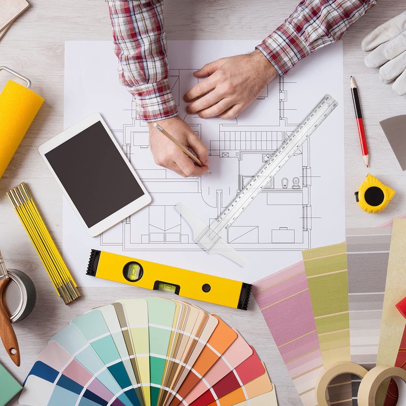 Frienda 5 Pieces Drafting Tools 12 Inch T-Square Ruler Plastic