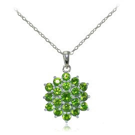 Ice Gems Collar de plata de ley con piedras preciosas auténticas o creadas con cadena de 18 pulgadas, peridoto