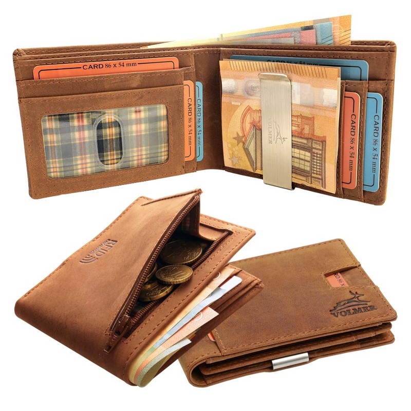 Fa.Volmer ® Genuine Leather Wallet with Money Clip / Dollar