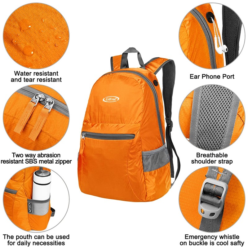 G4Free 20L Ultra Lightweight Foldable Backpack Packable Water Resistant Daypack