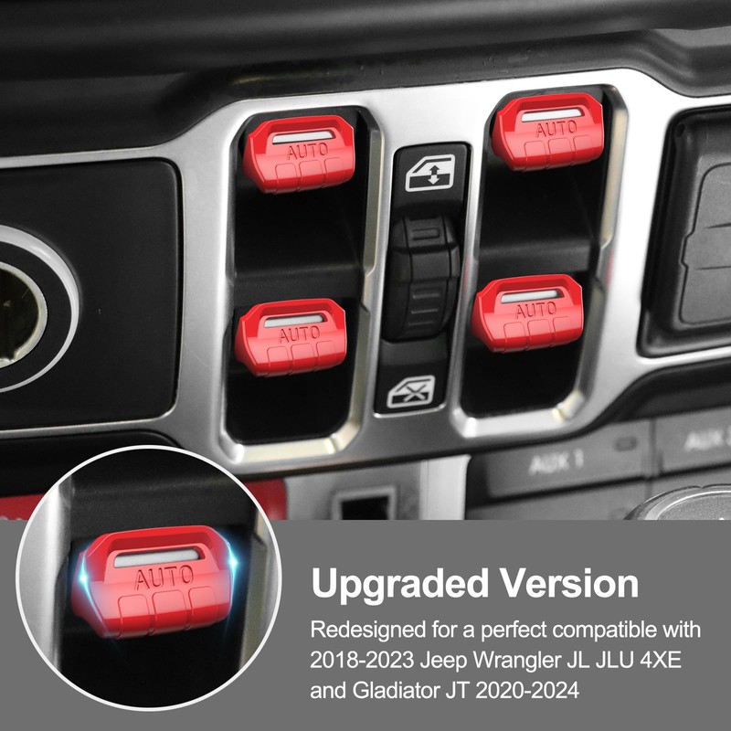 DIAMOOKY 4PCS Upgraded Window Switch Button Cover Compatible with Jeep