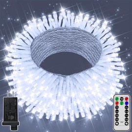 Ccinny 196FT 600LED Christmas Lights Outdoor Waterproof, White String Light with Remote, 8 Modes Christmas Tree Lights Plug in Twinkle Fairy Light for Classroom Holiday Xmas Party Decor