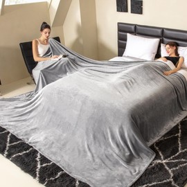 COOVA Oversized King Fleece Blanket 120x120 inches, Soft Cozy Warm Giant Extra Large 10'x10' Blanket for Bed, Sofa, Couch,Travel, Camping, California Huge Flannel Big Throw Blanket, Light Grey