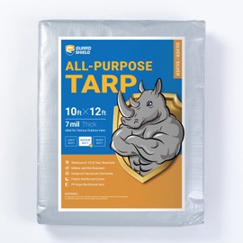 GUARD SHIELD Silver Tarp Waterproof 10x12 Feet Medium Duty All Purpose Poly Tarps Cover 7mil