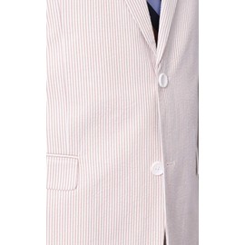 Emigre 52L Men's 100% Cotton Tan Striped Seersucker Suit