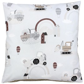 TupTam Kids Cushion Cover Decorative Patterned Cushion Cover Color Tractors/Rainbows/Beige/Dots Size: 40x40cm