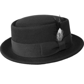 Mens Crushable Wool Felt Porkpie Fedora Hats (S/M, HE09BLACK)