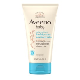 Aveeno Baby Healthy Start Nourishing Newborn Balm, Hypoallergenic Baby Skin Balm with Prebiotic Oat Leaves a Nourishing Layer to Care for Newborn Skin, Fragrance-Free, 5 oz