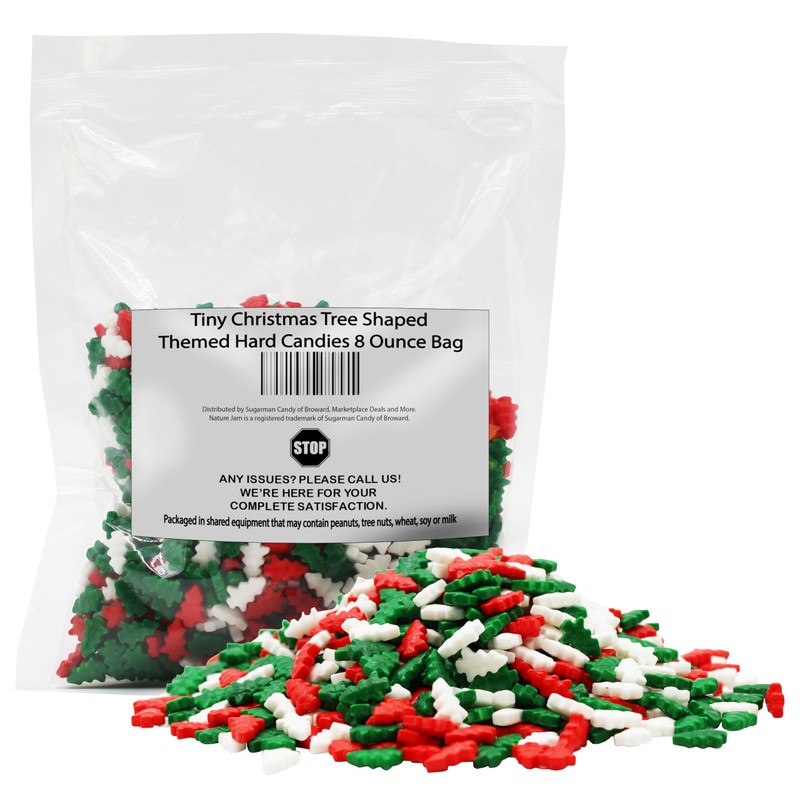 Tiny Christmas Tree Shaped Themed Hard Candies 8 Ounce Bag
