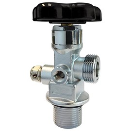 HIGH FLOW Nitrous Oxide Bottle Valve for 10 lb, 15 lb, 20 lb Nitrous Racing Cylinders with CGA 660 large orifice ANGLED outlet and Pressure Ports and NHRA Racer Safety Device