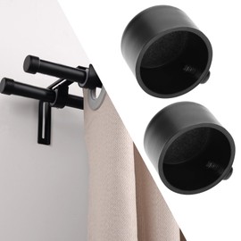 eMagTech Pack of 2 Black End Caps for Window Curtain Rods Metal Seal End Caps Curtain Rod End Plugs for Roman Curtain Rods with 28 mm Diameter