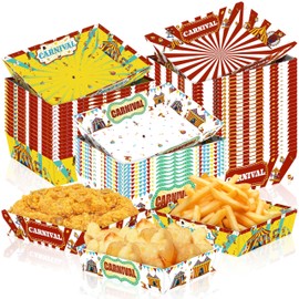 50Pcs Carnival Paper Food Trays Party Decorations - Circus Theme Disposable Serving Boats Plates for Birthday Supplies