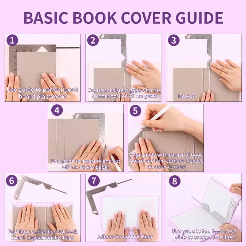 Xiciki Book Cover Guide, 5 in 1 Iron Metal Bookbinding